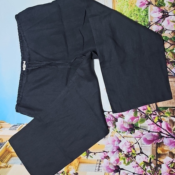 Eileen Fisher Gray Irish Linen Crop Pants Size Medium - Picture 2 of 7